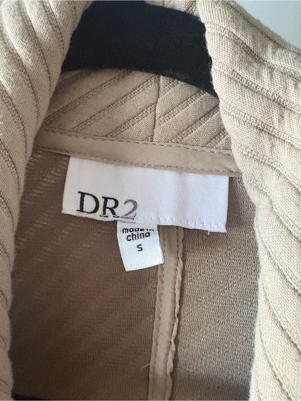 DR2 Neutral Ribbed Open-Front Cardigan in Cream - Picture 3 of 9